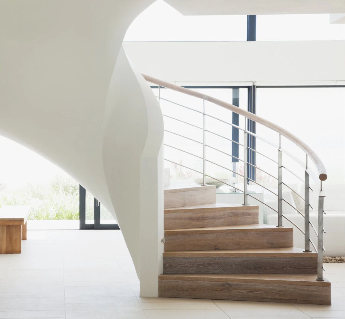 Modern interior spiral staircase