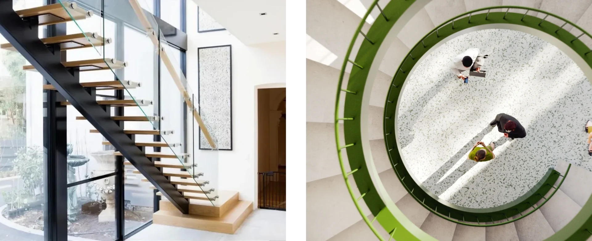 Modern staircase with glass railing